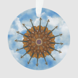 Ornamento Girassol do violino no céu azul com nuvens