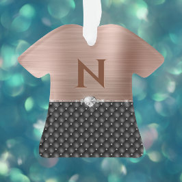 Ornamento Glam Faux Esmagado Upholstere Monograma de Cobre