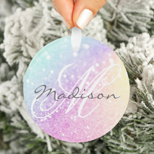 Ornamento Glam Iridescente, Colorida Personalizada com Lâmp