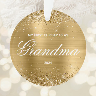Ornamento Gliteria Dourado meu primeiro Natal como vovó