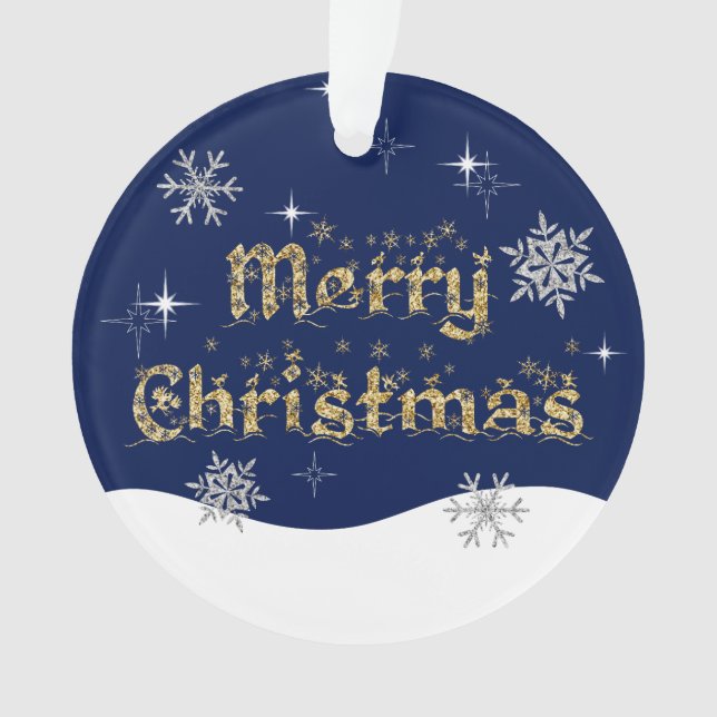 Ornamento Glitter de Natal Simples Elegante (Frente)