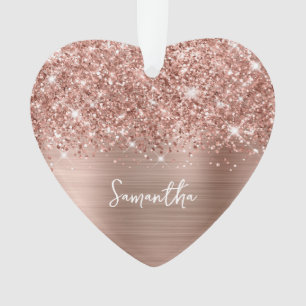 Ornamento Glittery Rose Gold Glam Nome Foto