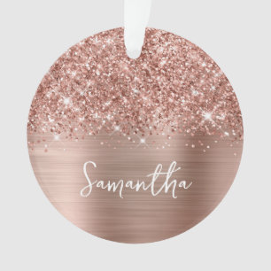 Ornamento Glittery Rose Gold Glam Nome Foto