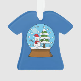 Ornamento Globo de Neve com Snowman e Pine Tree