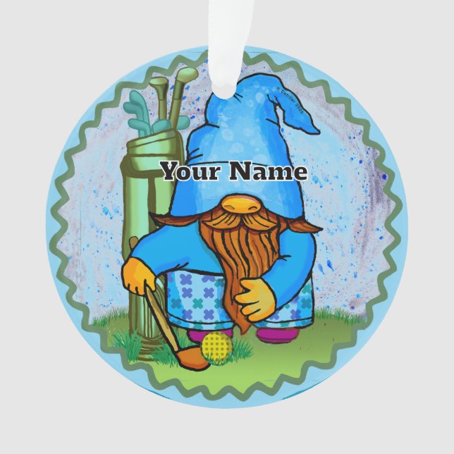 Ornamento Gnomo jogando golfe  (Frente)