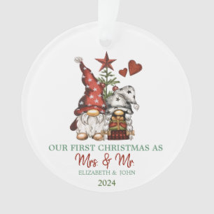 Ornamento Gnomos Cons Pinhem Árvore Nosso Primeiro Natal