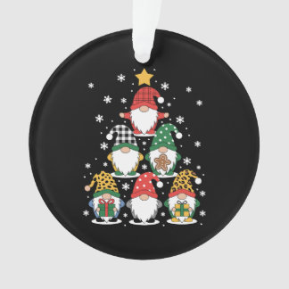 Ornamento Gnomos de Natal Pilha de Árvore Floco de Neve Bisc
