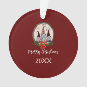 Ornamento Gnomos de Natal Vermelhos Elfos da Moda