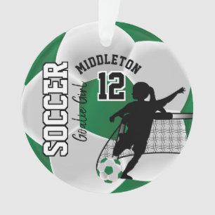 Ornamento Goalie Girl Green e White Soccer