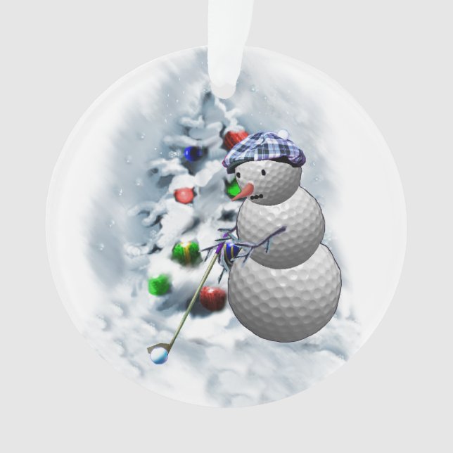 Ornamento Golf Ball Snowman Natal (Frente)