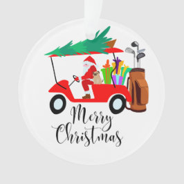 Ornamento Golf Natal Papai Noel montando golfe no carrinho d