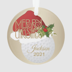 Ornamento Golfe Santa Hat 🏌️ ‍ ♂️ Bola  DIY Nome