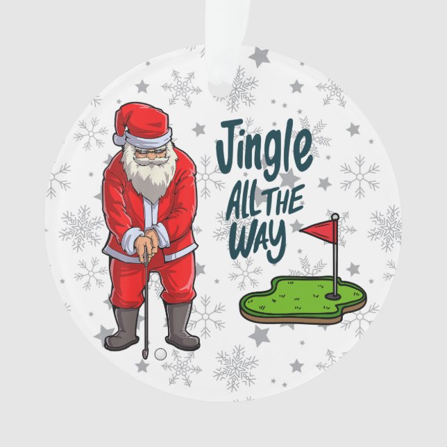 Ornamento Golfer Santa Claus no Natal (Frente)