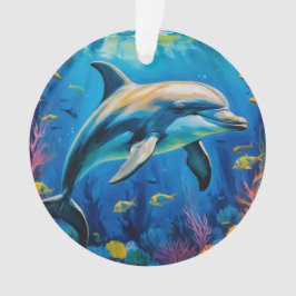 Ornamento Golfinho de Pintura de Petróleo