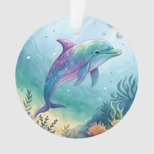 Ornamento Golfinho pintado à aquarela