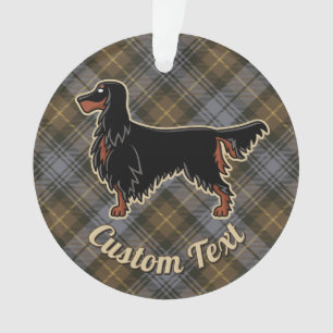 Ornamento Gordon Setter sobre Weathered Gordon Tartan