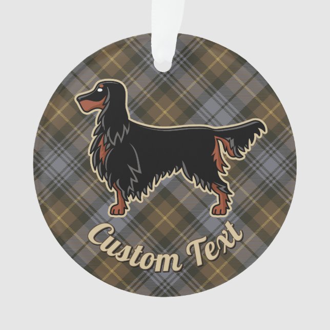 Ornamento Gordon Setter sobre Weathered Gordon Tartan (Frente)