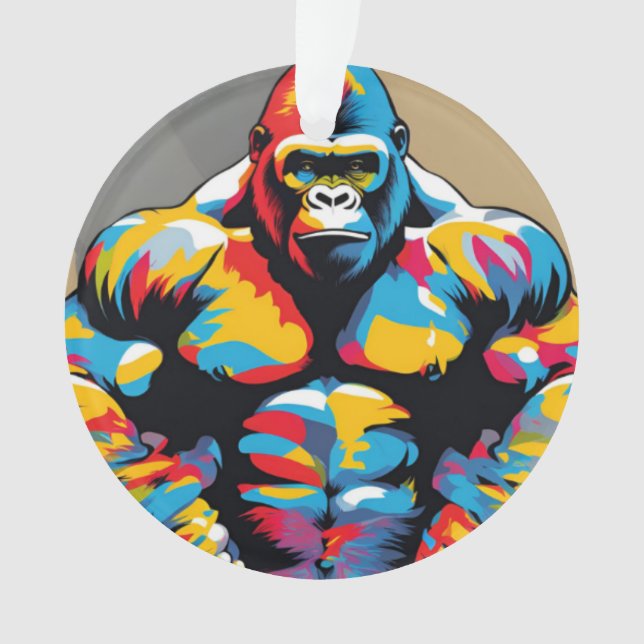 Ornamento Gorilla Bodybuilder Wefter Pop Cartoon (Frente)