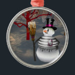 Ornamento Gótico Snowman Round<br><div class="desc">Muitas pessoas que comprares e coletam ornamentos exclusivos encontram um significado especial em seus ornamentos de manutenção. A coleta de ornamentos é uma forma excelente de se lembrar de entes queridos durante o período de férias de inverno, ou para qualquer evento especial. Os ornamentos são decorações usadas para enfeitar árvores...</div>