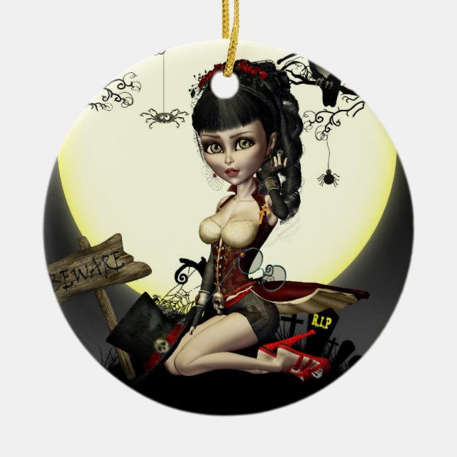 Ornamento Gótico Steampunk Lolita Art Round (Frente)