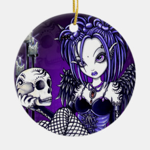 Ornamento góticos do anjo do crânio de "Gabriella"