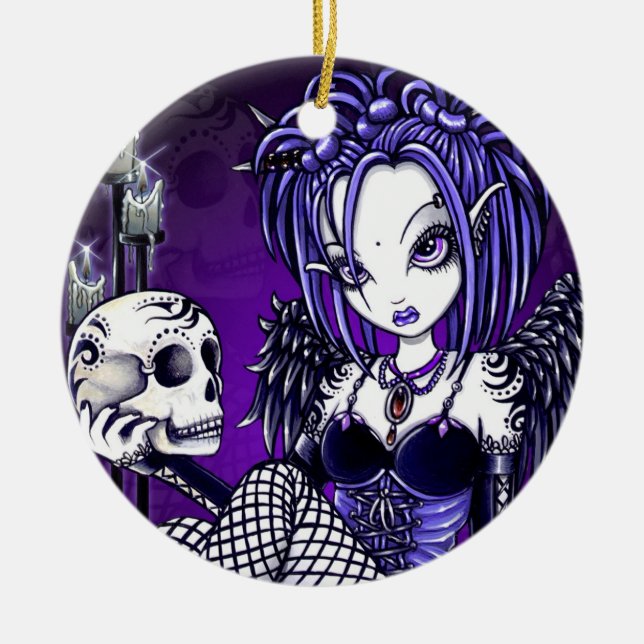 Ornamento góticos do anjo do crânio de "Gabriella" (Frente)