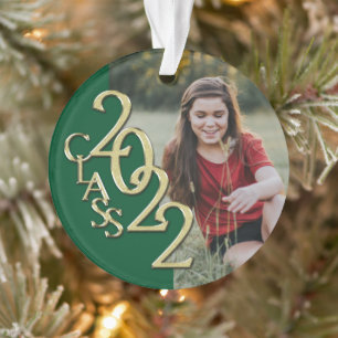 Ornamento Graduação Classe 2022 Foto Verde Dourado