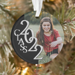 Ornamento Graduação Classe 2022 Photo Black Silver Ornament