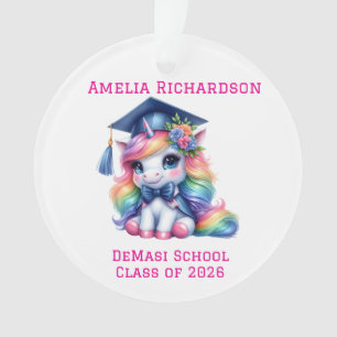 Ornamento Graduação de Unicórnio Rosa Personalizada