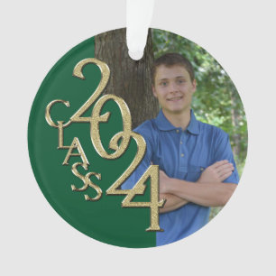 Ornamento Graduação Dourada e Verde 2024 Foto