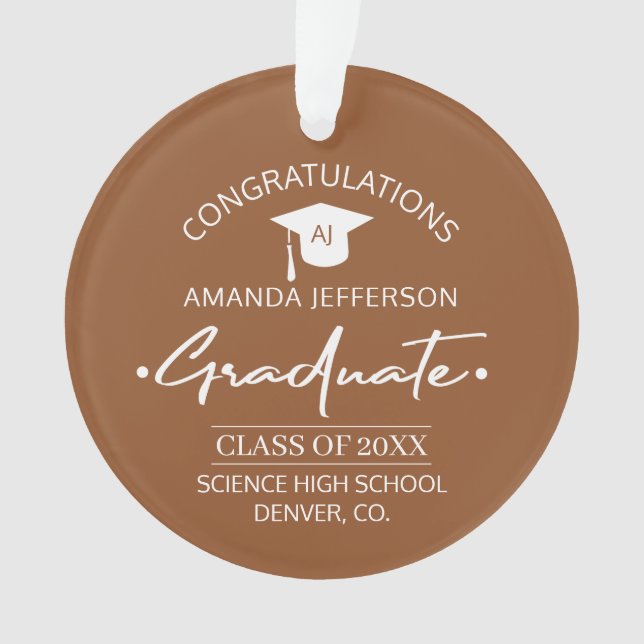 Ornamento Graduation | Class year and school PHOTO beige (Frente)