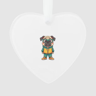 Ornamento Gráfico de Streetwear de Cartoon de Cachorro Pug H