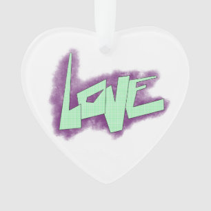 Ornamento grafite de amor roxo verde menta tipografia pontos
