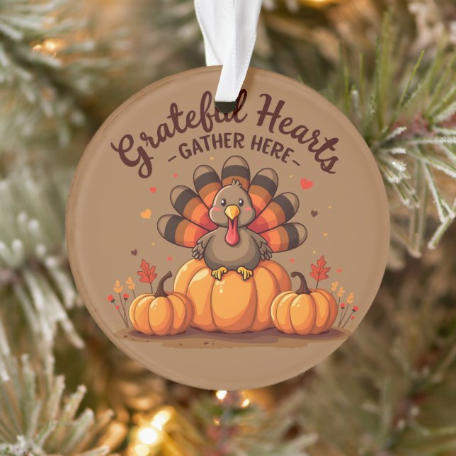 Ornamento Grateful Hearts Thanksgiving Turkey (Árvore)