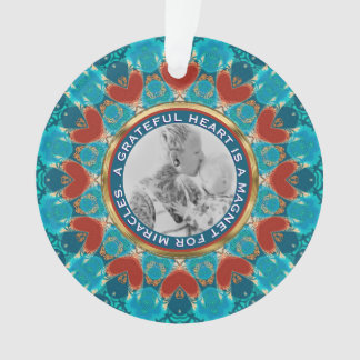 Ornamento Gratidão Aqua Teal Mandala Palavras Personalizadas