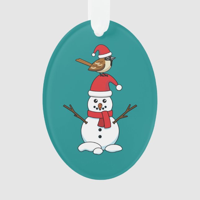 Ornamento Grátis Sparrow em Snowman (Frente)