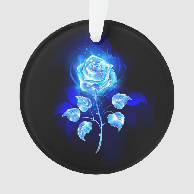 Ornamento Gravação de Rosa Azul (Frente)