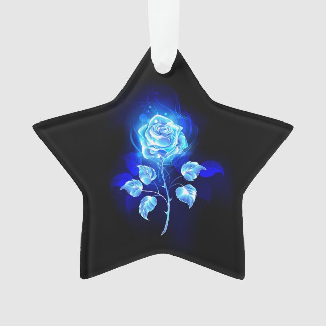 Ornamento Gravação de Rosa Azul (Frente)