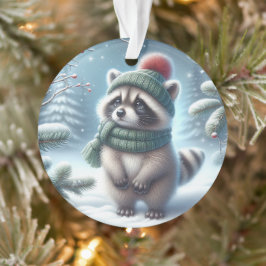 Ornamento Green Knit Raccoon & Berry Branch