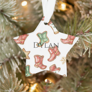 Ornamento Green Red Cowboy Boot Natal