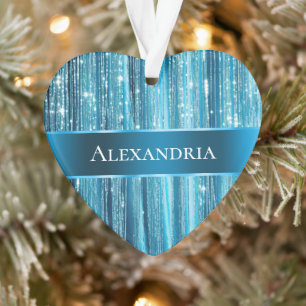 Ornamento Grelha Azul Aqua Tinsel Stripes