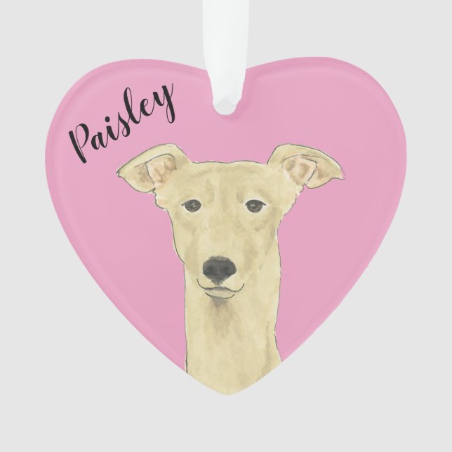 Ornamento Greyhound Fawn Fawn Rosa Personalizado (Frente)