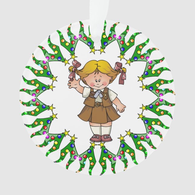 Ornamento Grinalda da árvore do cabelo louro da brownie (Frente)