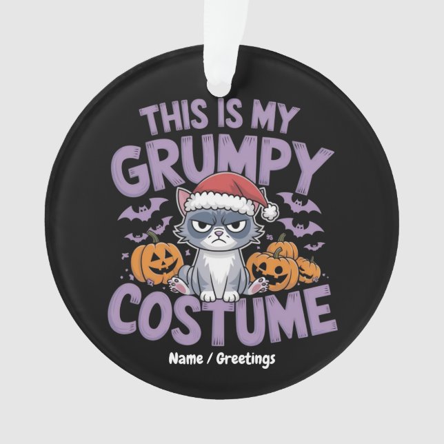 Ornamento Grumpy Cat Halloween Costume Funny Holiday Animal  (Frente)