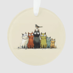 Ornamento Grupo de Gatos Coloridos – Arte Caprichosa de Gato