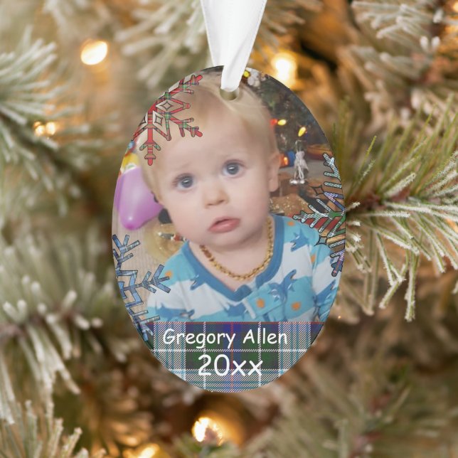 Ornamento Guarda-Foto de Natal de Criança Personalizada (Árvore)