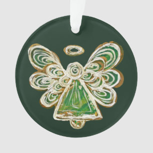 Ornamento Guardião Verde Anjo Ornações de Natal