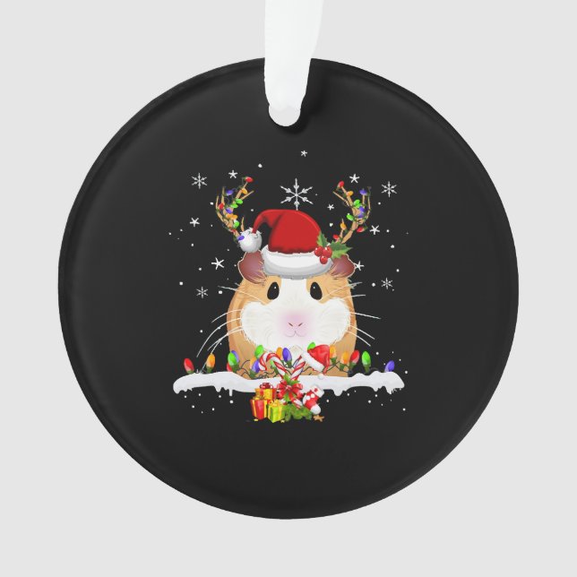 Ornamento Guiné Pig Christmas Reindet Lights (Frente)