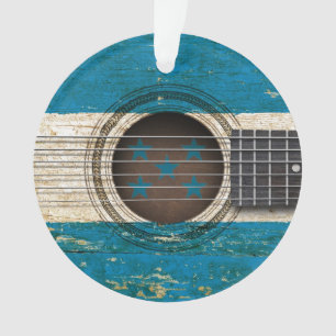 Ornamento Guitarra acústica velha com bandeira de Honduras