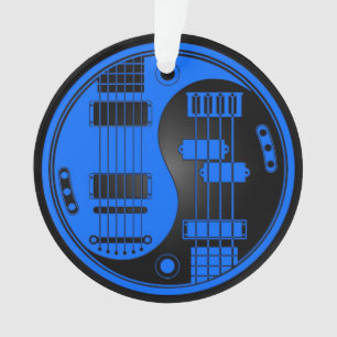 Ornamento Guitarra e Yin baixo Yang azul e preto